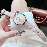 Jam Tangan Wanita Berkualitas Tinggi MKOriginals Stainless Steel Kulit Quartz Pointer 38mm 16mm Tahan Air
