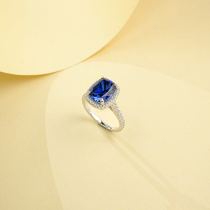 Bague en argent sterling S925 avec saphir tendance - Product Image 3