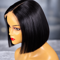 Perruque Bob Lace 4x4 en Cheveux Naturels Bruts SDD Super Double Drawn, Densité 250%, Raie Centrale, Lisse, Pré-épilée, Sans Colle