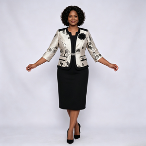 Veste en lin sur mesure pour femme, tailleur formel d'église, tenue grande taille pour femme, vente en gros d'usine - Product Image 3
