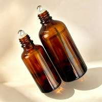 Flacon roll-on en verre ambré givré de 5 ml, 10 ml, 15 ml, 20 ml, 30 ml, 50 ml, 100 ml pour huiles essentielles et parfums avec bouchon