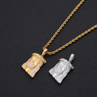 Pendentif NUOYA Hip Hop en argent 925 avec tête de Jésus, petit pendentif en moissanite sertie de diamants, testé au diamant, pour femme