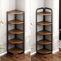 Étagère de rangement d'angle multi-niveaux pour salon, bibliothèque sur pied avec bibliothèque triangulaire, meuble d'angle pour chambre à coucher