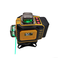 Niveau laser vert 4D 16 lignes à haute luminosité 515 nm, auto-nivelant, faisceau vert, batterie au lithium, pour la construction