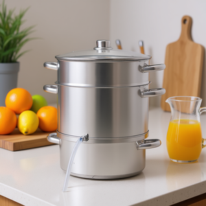 Cuiseur vapeur 3 niveaux en acier inoxydable Home Creative Choice avec couvercle en verre pour la préparation de jus de fruits et la cuisson à la vapeur sur cuisinières à gaz ou à induction - Product Image 2