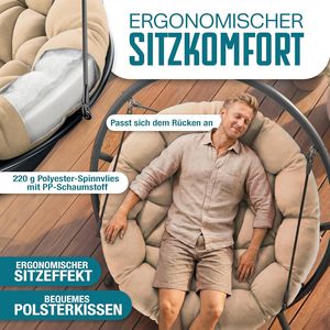 Silla Colgante <span class=keywords><strong>Bali</strong></span> con Estructura, Columpio Colgante con Capacidad para hasta 150 kg, Interior y Exterior, con Cojín y Bolsillo Lateral - Product Image 5
