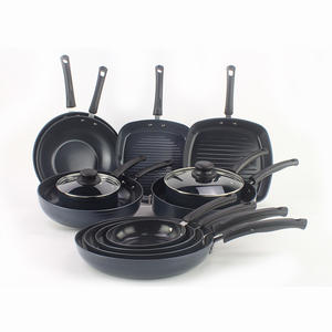 Sartén de aluminio para freír, juego de cacerolas de cerámica con recubrimiento antiadherente, 14 unidades, venta al por mayor - Product Image 1