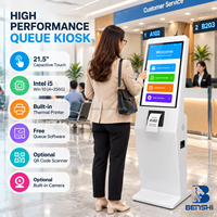 Borne de libre-service pour la gestion des files d'attente de 21,5/23,8/27/32 pouces pour banques, hôpitaux, administrations, aéroports, cliniques et commerces, avec impression de tickets