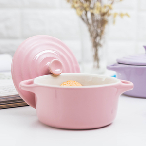 Microwave Oven Safe Baking Bowl Soup Cooking Pot <strong>Ceramic</strong> Mini Round <strong>Casserole</strong> <strong>Dish</strong> <strong>With</strong> <strong>Lid</strong> - Product Image 5