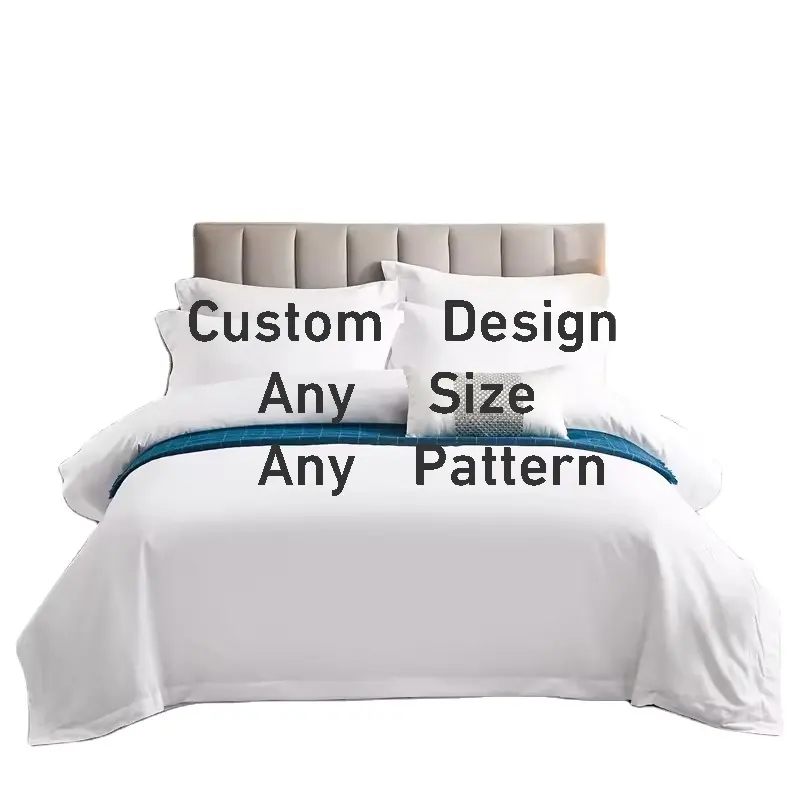 Ensemble de draps d'hôtel personnalisé 5 étoiles draps design confort personnalisé linge de lit en coton satin drap couette ensemble de literie
