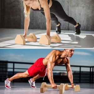 CZFIT Pushup Stands Wooden Push up <b>Bars</b> Gym Gear Equipment with Anti-Slid <b>Mat</b> Workout Solid Exercise Women Men Portable Fitness - Product Image 3