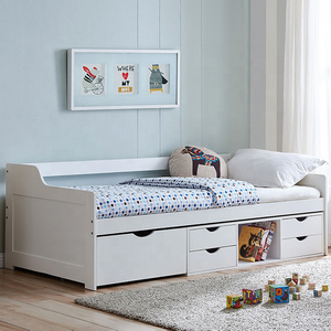 <span class=keywords><strong>Lit</strong></span> en pin massif avec tiroirs coulissants, style panneau élégant en bois pour chambre à coucher, mobilier de maison, lits bébé - Product Image 6