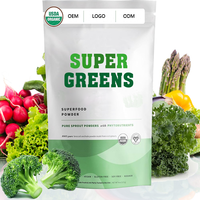 Marque privée Greens Superfood Mélange de jus en poudre avec spiruline Chlorella Blé Herbe Kale