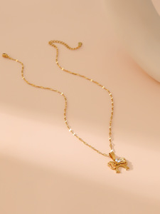 Collar Nocturno vienés: colgante de lazo de cristal desmontable con cadena de labios entrelazados de acero inoxidable de tres capas - Product Image 3