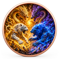 Pièce de monnaie double face 3D en cuivre fin 999 de 1 oz, motif Bêtes Gardiennes de la Bataille, avec relief UV haute définition, symbole de puissance et de protection
