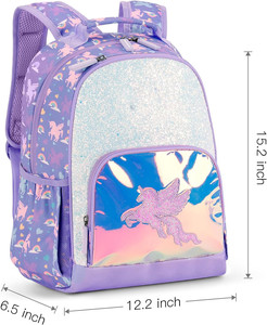 Viola Glitter Bling 15 pollici PVC zaino scuola <span class=keywords><strong>per</strong></span> bambine scintillano unicorno zaino <span class=keywords><strong>per</strong></span> bambini - Product Image 2
