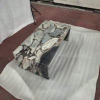 Table basse en marbre bleu Calacatta en forme de U, table centrale en marbre naturel, table basse rectangulaire en pierre pour salon