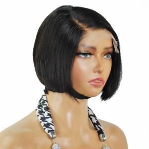 Perruques en cheveux humains péruviens abordables, coupées courtes et lisses, 8 pouces, avec closure HD transparente 5x5, sans colle, pour femmes, effet naturel bouclé - Product Image 2