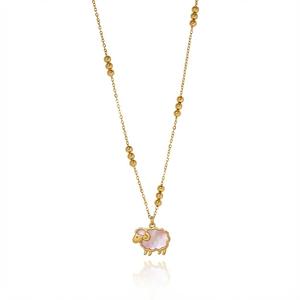 Kalung CAIOOCHE Personalisasi Liontin Enamel Bentuk Hewan Rubah Kelinci Domba Kalung Berlapis Emas Desain Kustom Pabrik - Product Image 4