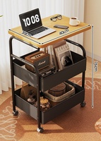 Nouvelle table basse roulante amovible en métal avec rangement, à trois niveaux, pour chambre, salon ou côté canapé