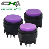 Interrupteur à bouton-poussoir à trou traversant CHA C3002A-C1 Series, bouton violet et corps noir