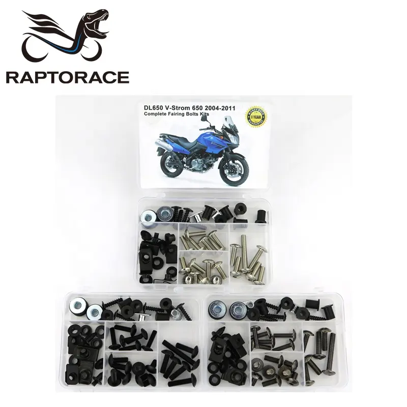 Raptorace fit for Suzuki DL650 VStrom 650 2004-11Aftermarket 10.9 Steel Fairing Bolt Kit Mounting Fastener Bodywork Screw Clip