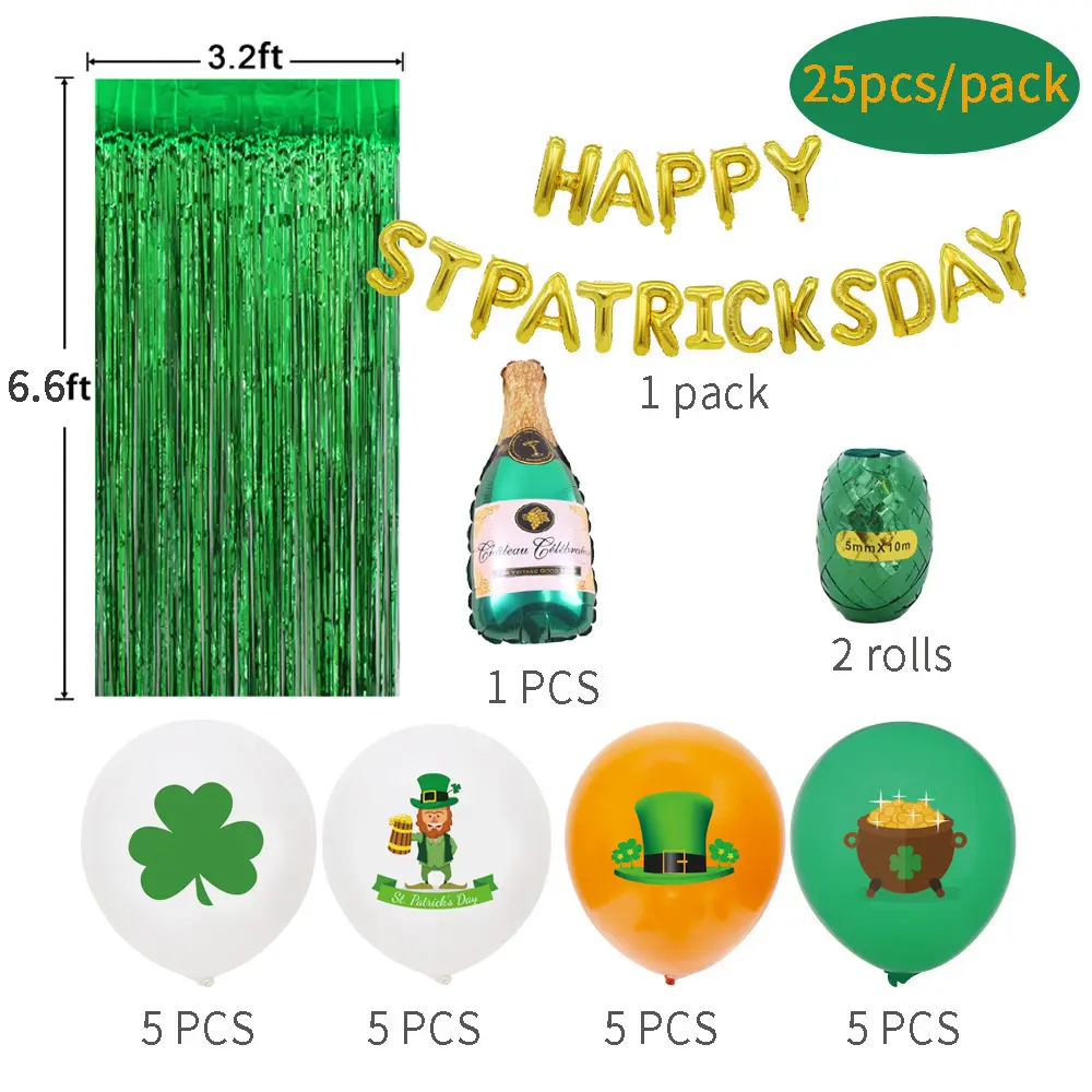 Shamrocks St. Saint Patrick Patrick 'S Day Irse Festivalactiviteiten Feestdecoraties Set Banner Ballongordijn