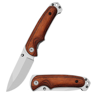Couteau pliant à lame pointue en acier inoxydable avec manche en bois pour le camping en plein air, personnalisation OEM/ODM disponible
