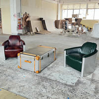 Fauteuil de canapé d'aviateur de style rétro OEM en cuir Ensemble de meubles de fauteuil d'aviateur en aluminium de luxe