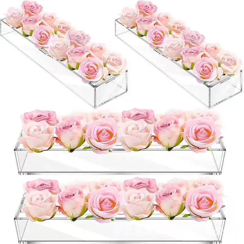 Vase rectangulaire en acrylique personnalisé centre de table vase de décoration florale arrangement floral de mariage de vacances vase de décoration de fête