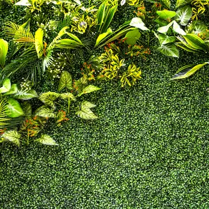 Eksterior Ivy dinding Faux UV buatan karpet rumput tanaman panel plastik rumput dinding untuk dilindungi dekorasi taman