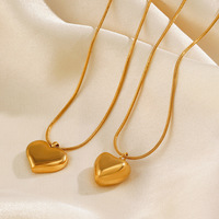 Collier clavicule en acier inoxydable Finetoo plaqué or 18 carats PVD, pendentif cœur de luxe, colliers pour femmes, cadeau de bijoux
