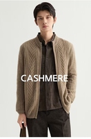 Maßgeschneiderter Herren-Cardigan aus reinem Kaschmir mit Rundhalsausschnitt, warmem, langärmeligem Jacquard-Strickmuster.