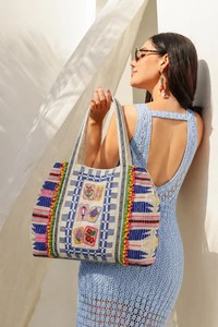 <span class=keywords><strong>Borsa</strong></span> a Spalla Personalizzata da Donna con Due Manici, Ampio Scomparto, <span class=keywords><strong>Motivi</strong></span> Artigianali Ispirati al Mahjong e Tela - Product Image 2