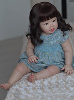 Muñeca Artística Coleccionable NPK de 70 cm, Bebé Reborn Enorme, Niña Pequeña Teegan Princesa con Pelo Largo y Negro, Realista, Tamaño Real de un Bebé de 9 Meses