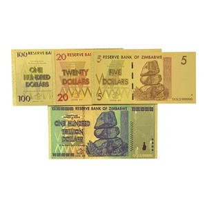 Hóa Đơn Tiền Giấy Vàng 24 K Của Đồng Đô La <span class=keywords><strong>Zimbabwe</strong></span> Cho Bộ Sưu Tập 4 Miếng - Product Image 3