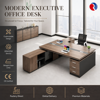 Ensemble de bureau de direction, bureau de patron avec tiroirs, table de direction moderne de luxe en forme de L, mobilier de bureau à domicile en bois