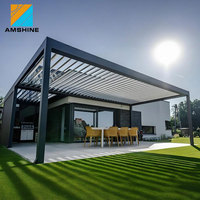 Kits de pergola de jardin avec toit à lames motorisées, structure extérieure en aluminium avec éclairage LED et chauffage
