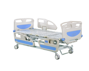 Cama de enfermería con manivela manual larga <span class=keywords><strong>Super</strong></span> Delux, Riel lateral de plástico PP con triple tres funciones e indicador de ángulo, camas de hospital - Product Image 1