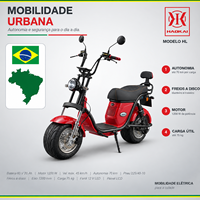 Moto électrique 1200W pour le marché du Brésil et d'Amérique latine, scooter CityCoco Cruiser à pneus larges, 60V 20Ah, phare LED, frein à disque