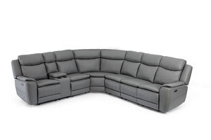 <span class=keywords><strong>Canapé</strong></span> d'angle inclinable manuel VANBOW en similicuir rembourré avec console de rangement et porte-gobelets - Product Image 2