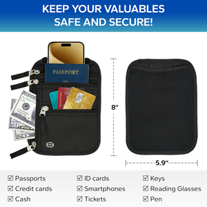 Pochette de voyage à la mode et porte-passeport à blocage RFID-Anti-vol pour femmes et hommes Sac à documents personnalisable en nylon - Product Image 2