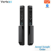 Serrure intelligente Vertexis extérieure ultra-mince en alliage d'aluminium à rupture de pont thermique, déverrouillage biométrique double face 3D (visage/empreinte digitale/veine de la paume), Wi-Fi, pour portes en bois