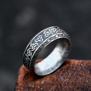 Anillo de brazo antiguo para hombre, personalizado, de acero inoxidable, vintage, Vikingo, Lobo, dragón, tótem, joyería nórdica, anillo vikingo - Product Image 4