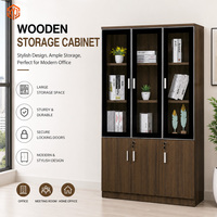Bibliothèque en bois avec portes vitrées, meuble de rangement de bureau en bois, grande capacité pour documents et livres, articles scolaires