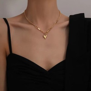 เครื่องประดับสแตนเลสขายส่ง แฟชั่นทันสมัย สร้อยคอชุบทอง 18K ชุดสร้อยคอรูปหัวใจ 316L สร้อยคอสแตนเลสสำหรับผู้หญิง - Product Image 4