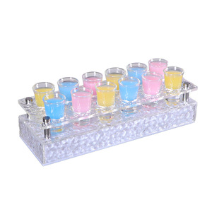 Portavasos Acrílico Rectangular con Luz LED, para Cócteles, con Batería, para Fiestas, Diseño Moderno con Patrón de Hielo, para KTV y Discotecas - Product Image 5
