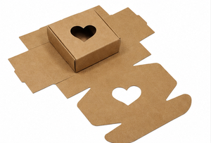 Caja de Regalo de Cartón Kraft Ecológica Personalizada con Ventana en Forma de Corazón, Fácil de Plegar, para Dulces, Joyería, Cosméticos - Product Image 2