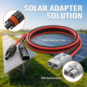 Kabel Adaptor SB50 Style 50A ke Solar MC 4, 6AWG 10AWG, Heavy Duty, untuk Panel Surya ke Pengisian Baterai, 1m - Product Image 2