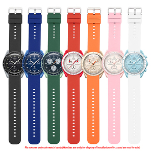 Bracelet de montre de 20mm pour Omega <span class=keywords><strong>Swatch</strong></span> Moonswatch <span class=keywords><strong>Femmes</strong></span> Hommes Bracelets de montre de remplacement en silicone souple à dégagement rapide pour le sport - Product Image 2